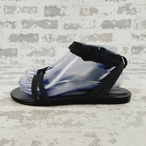 New Rebecca Allen Black Flat Two Strap Sandals B563